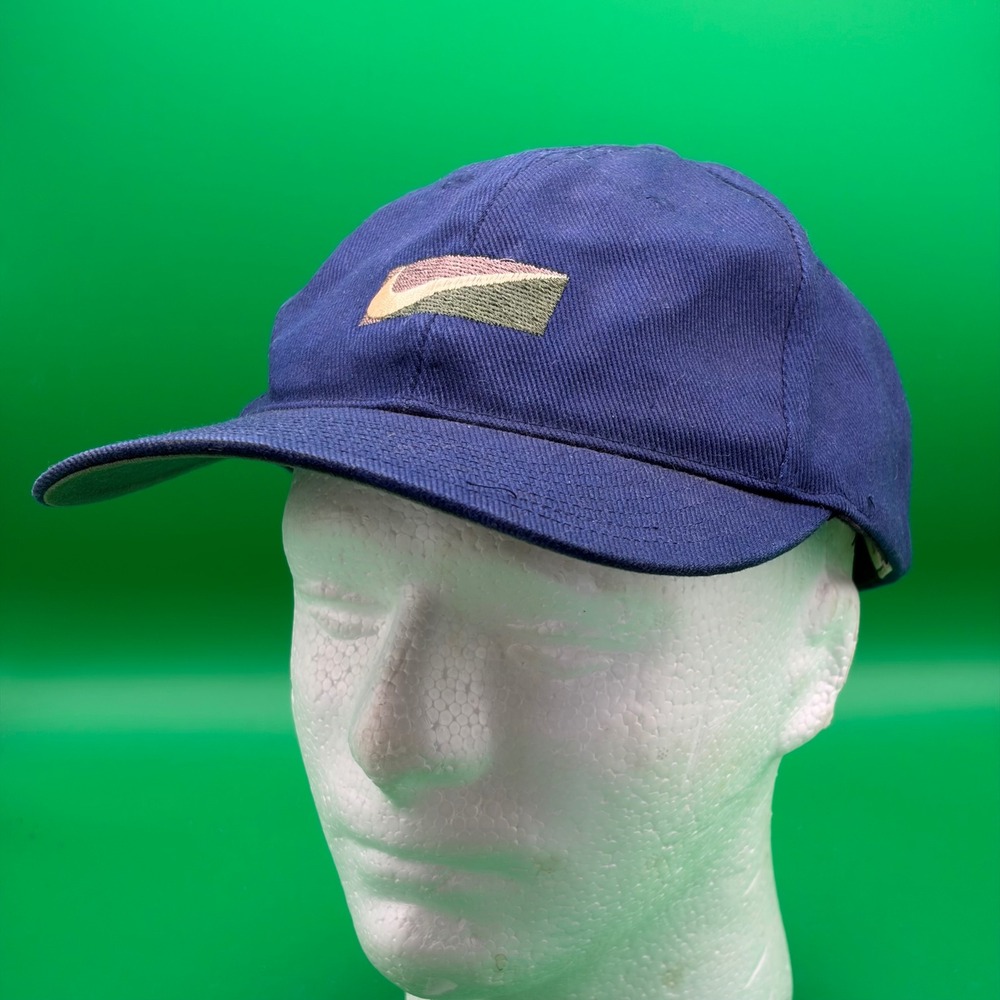 VTG 90 Nike Genuine Trademark Split Logo Cap Adjustable Navy Cotton Snapback Hat